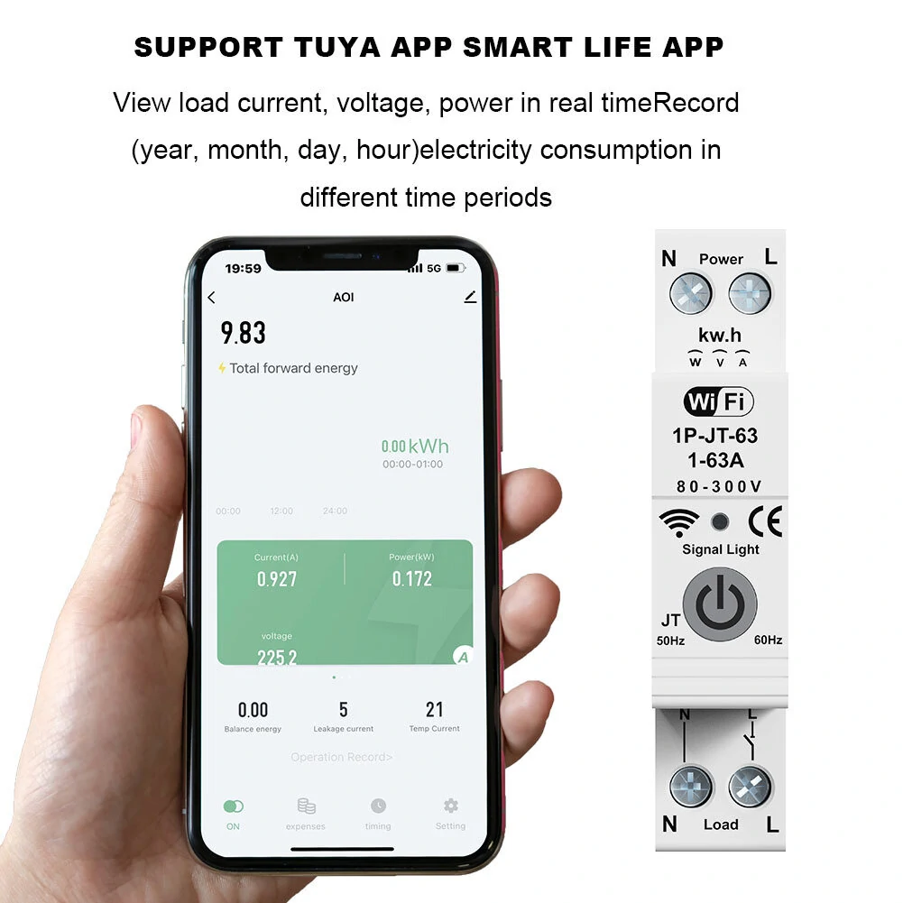 Smart WiFi Circuit Breaker Meter - AC230V Overload & Lightning Protection | Tuya App & Voice Control - Image 4