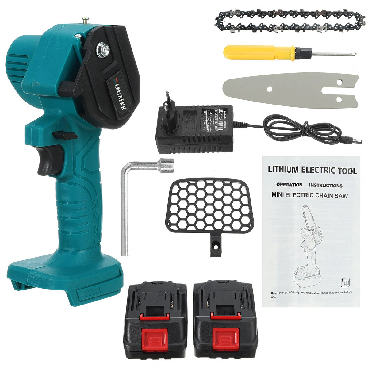4In Mini Cordless Electric Chainsaw - One-Hand Rechargeable Saw w/ Pruning Cutter - Image 3