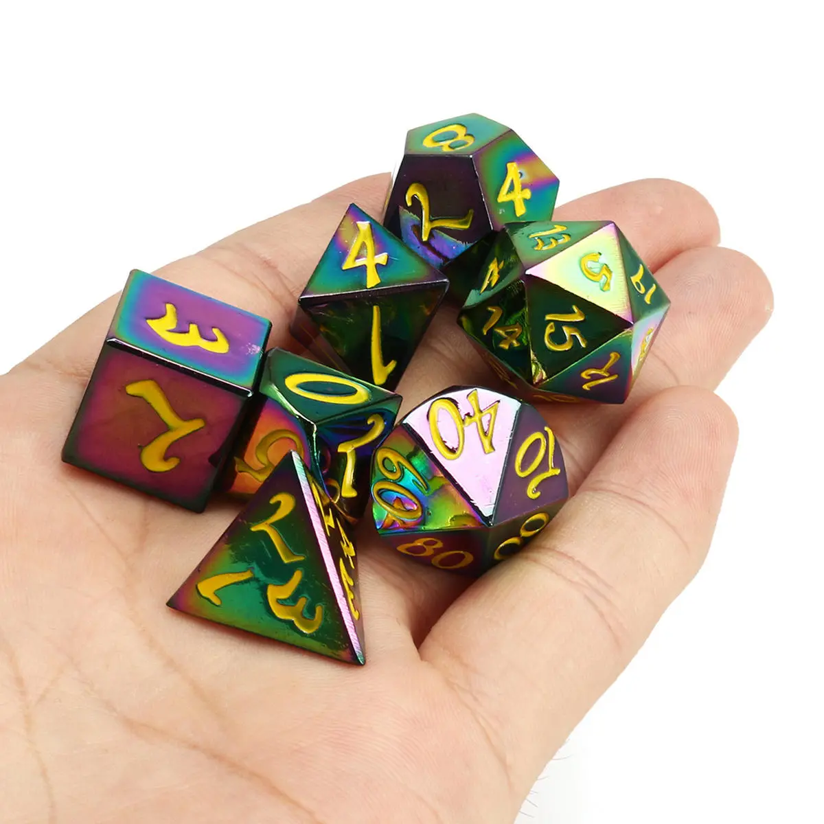 7Pcs Antique Metal Polyhedral Dice Set for D&D | RPG Gaming Gadget with Bag - Image 4