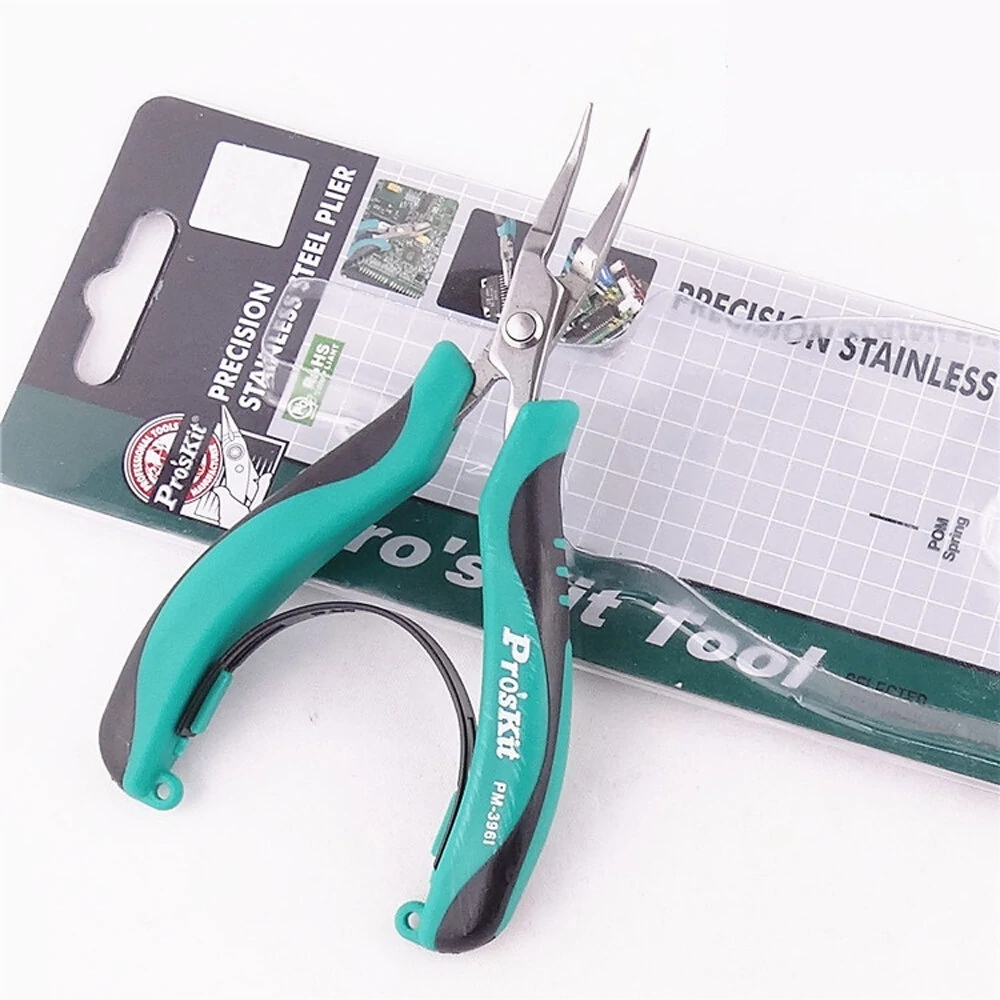 Pro'sKit PM-396I Bent Nose Pliers | AISI420 Stainless Steel Jewelry & Beading Tool - Image 2