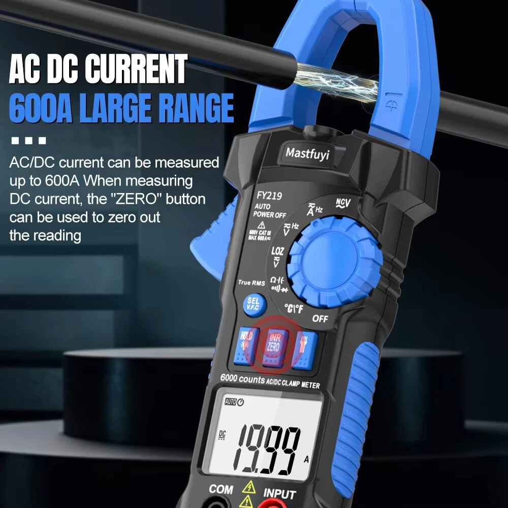 FUYI FY219 Digital Clamp Meter - 600A AC DC True RMS Multimeter | Auto Range - Image 3