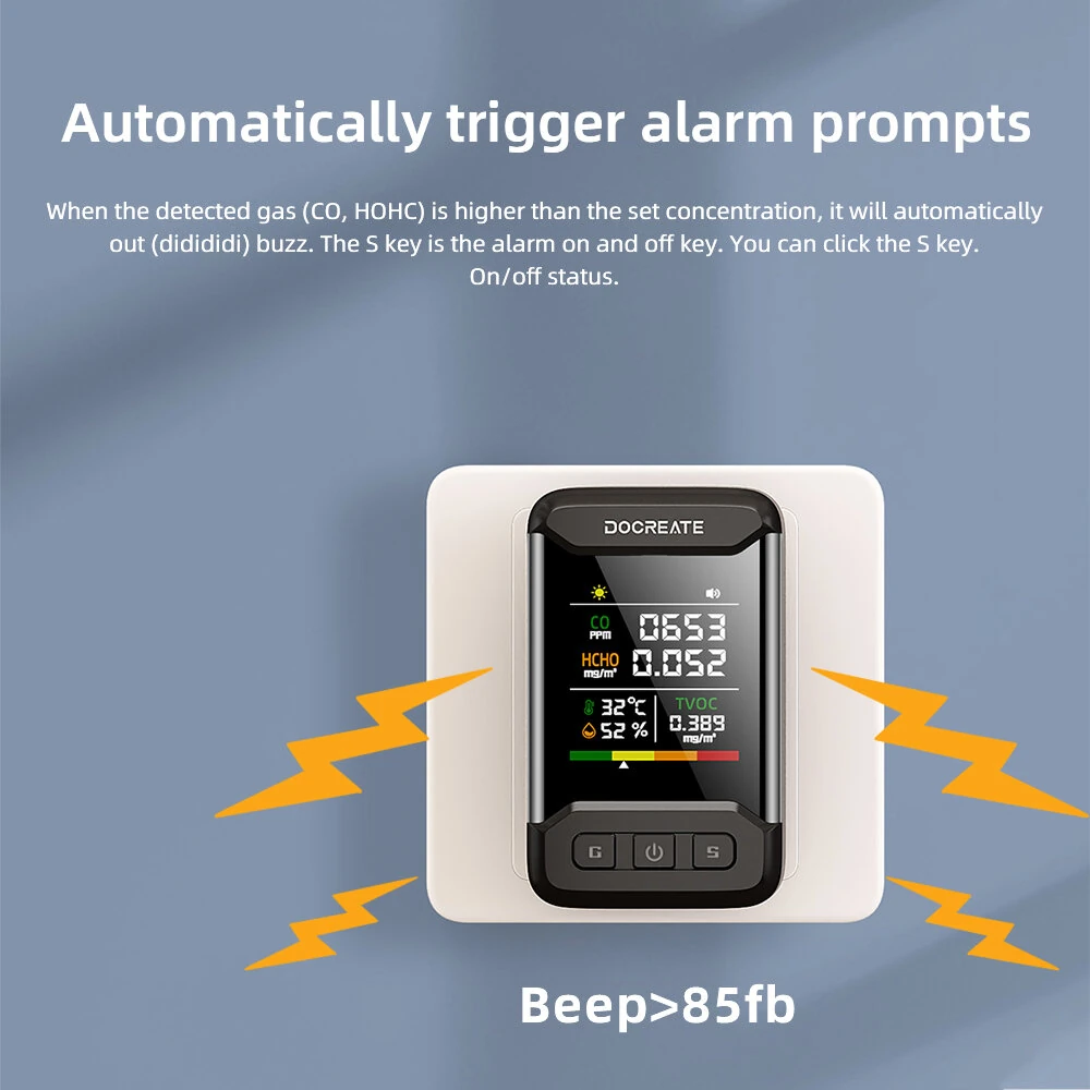 CM51 4-in-1 Air Quality Monitor - CO Formaldehyde TVOC Detector | Portable with Temp & Humidity Gauge - Image 4