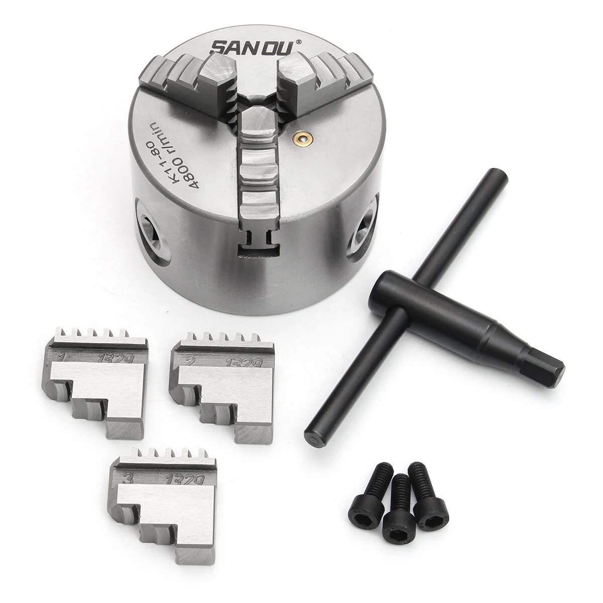 SANOU K11-80 80mm 3 Jaw Self-Centering Lathe Chuck - Manual Chuck - Image 2