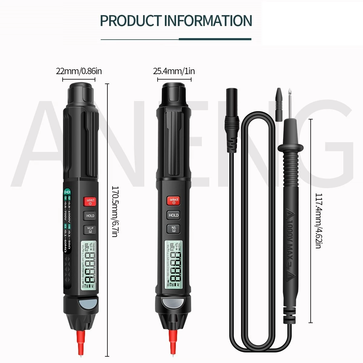 ANENG A3007 Digital Multimeter | Auto Sensor Pen Tester | 6000 Counts NCV - Image 2
