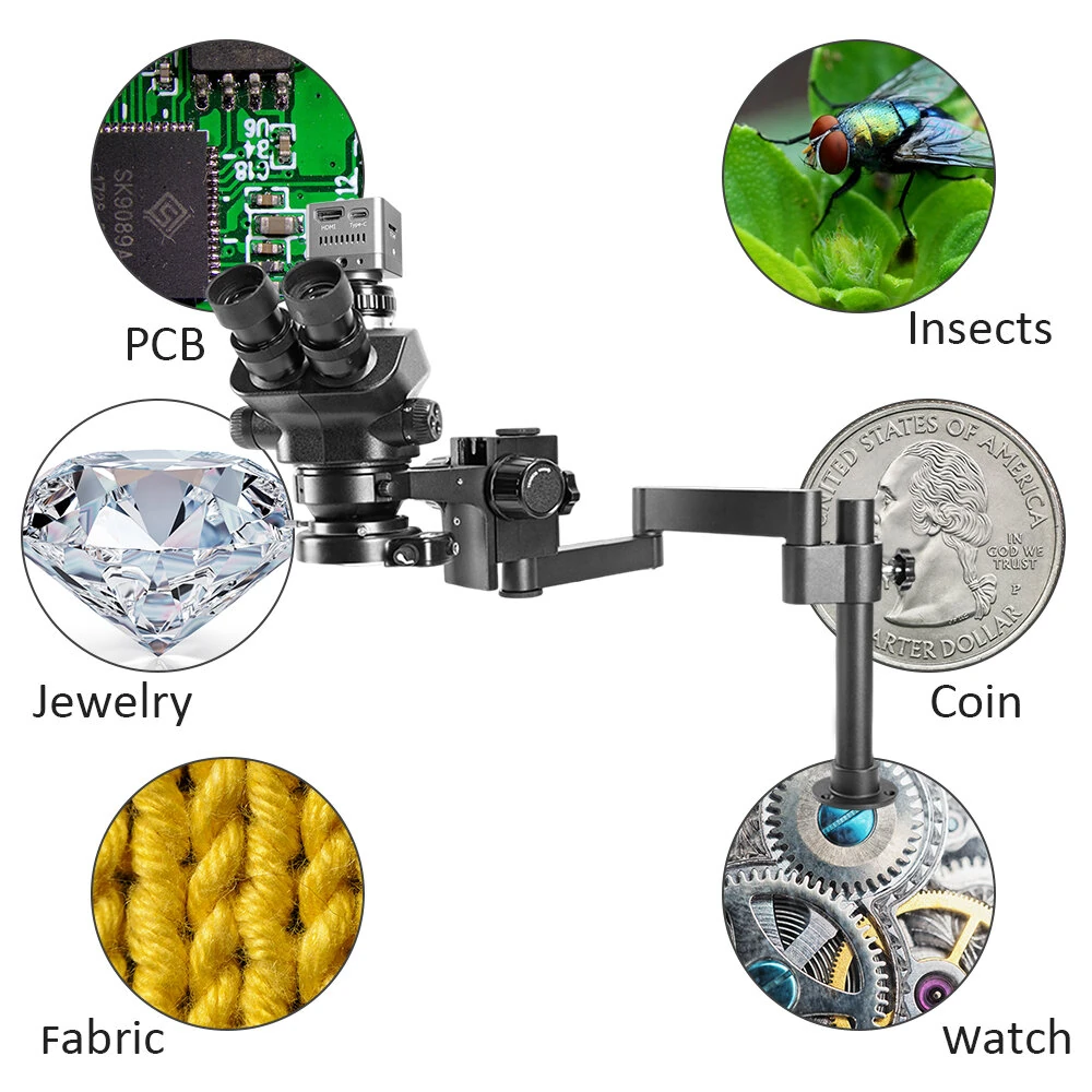 MUSTOOL HY-6210s 4K USB Digital Microscope | 3.5X-200X Magnification Trinocular Stereo | LED Ring Light for PCB Repair - Image 2
