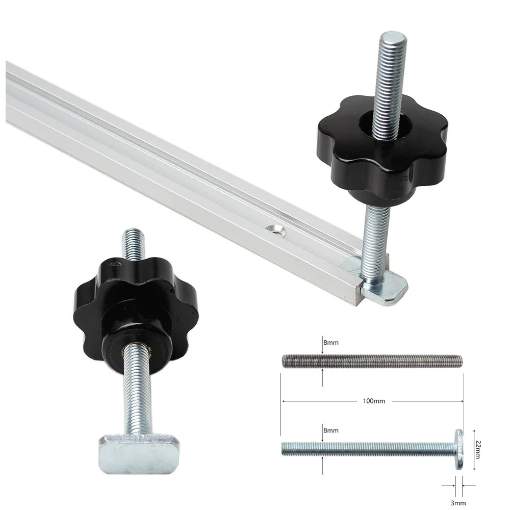 Miter T-track Jig Fixture For Table Saw Router - T-slot Slider M8x100mm DIY Woodworking Tool - Image 3