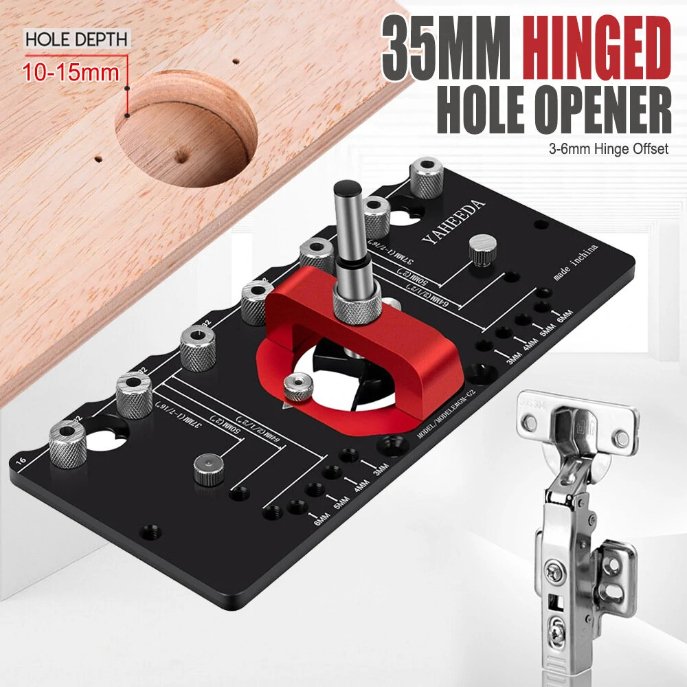 35mm Hinge Punch Locator Jig - Aluminum Alloy Drill Guide for Cabinet Door Installation - Image 2