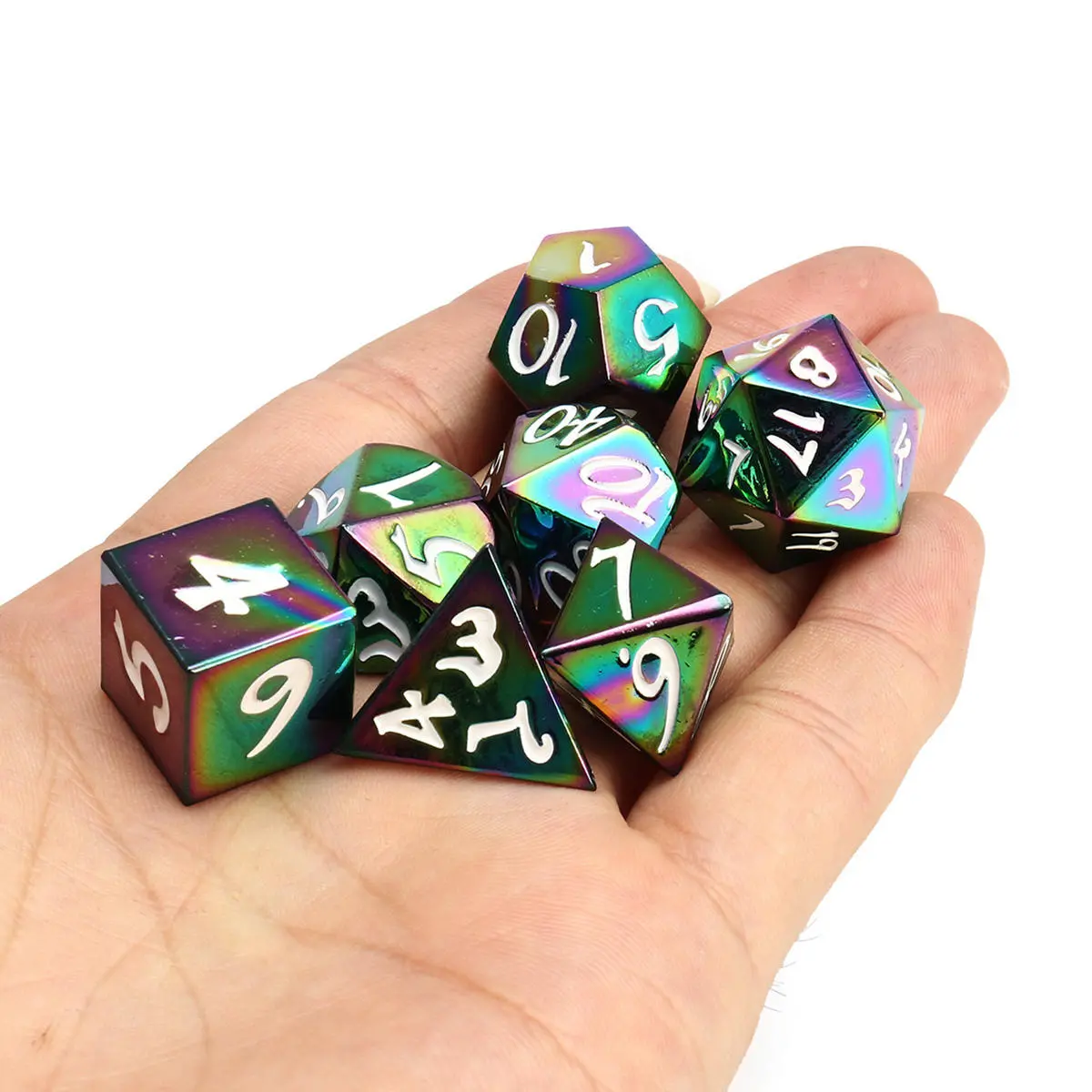 7Pcs Antique Metal Polyhedral Dice Set for D&D | RPG Gaming Gadget with Bag - Image 5
