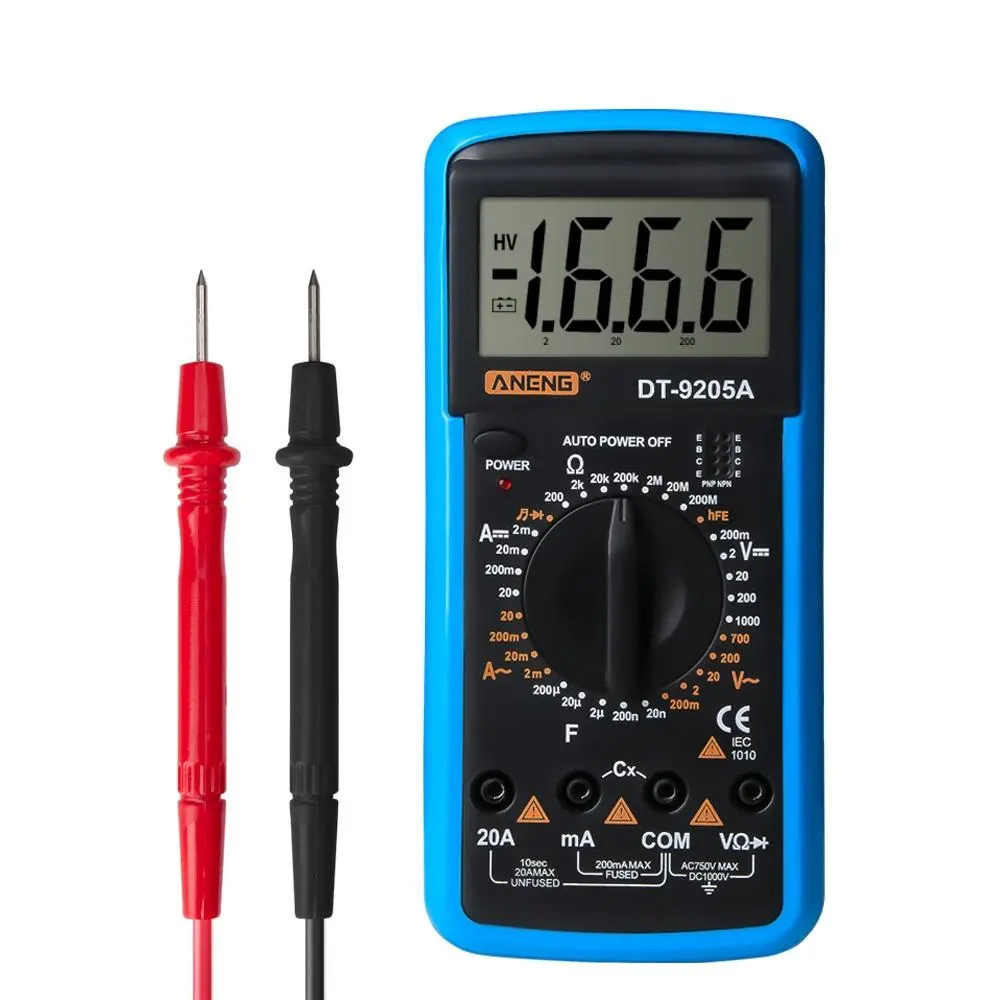 ANENG DT9205A Digital Multimeter - Transistor Tester with Backlight & ESR - Image 2