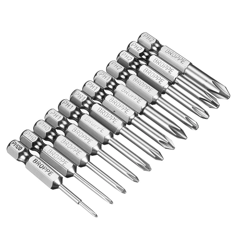 BROPPE 12Pcs 50mm S2 Alloy Steel Magnetic Screwdriver Bits | 1/4 Inch Hex Shank - Image 3