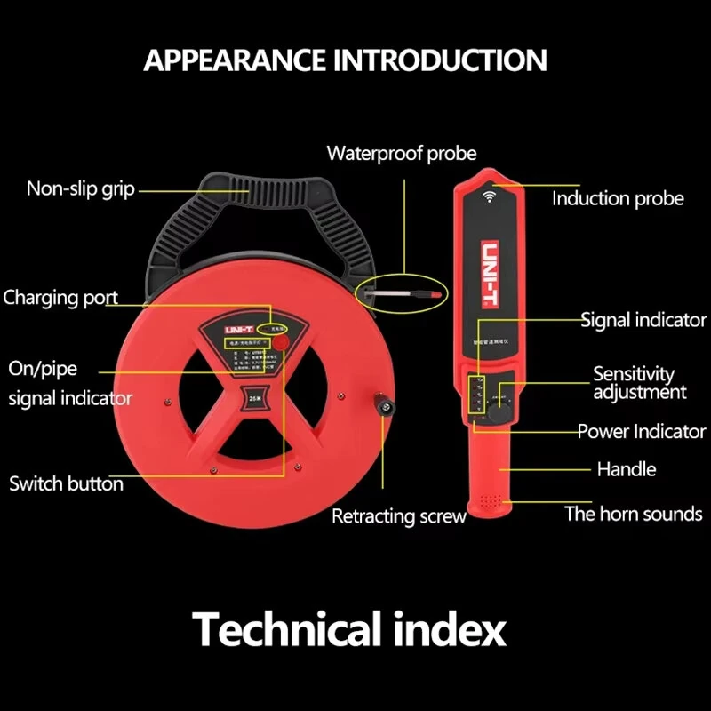 UNI-T UT661B Wall Pipeline Blockage Locator | 30m Range Rechargeable - Image 5