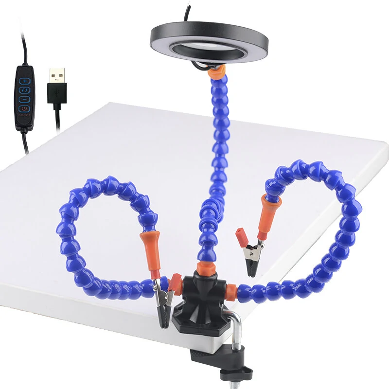 Desk Clip Magnifier with LED Light | 3X Magnifier & Flexible Arm | Soldering Third Hand Tool - Image 3