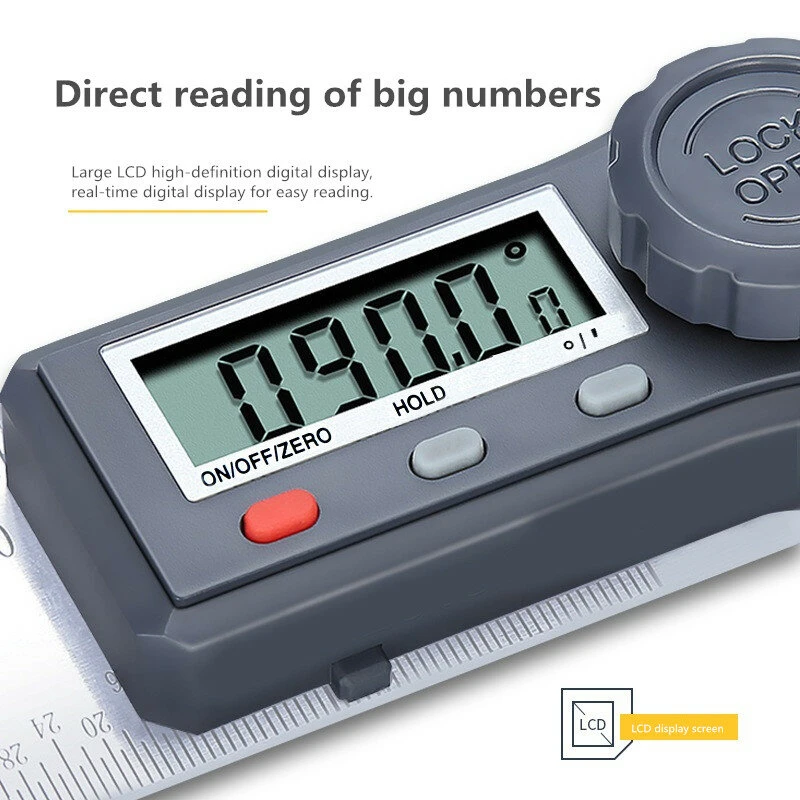 200MM Digital Angle Ruler & Inclinometer - 2-in-1 Electronic Protractor with Spirit Level - Image 3