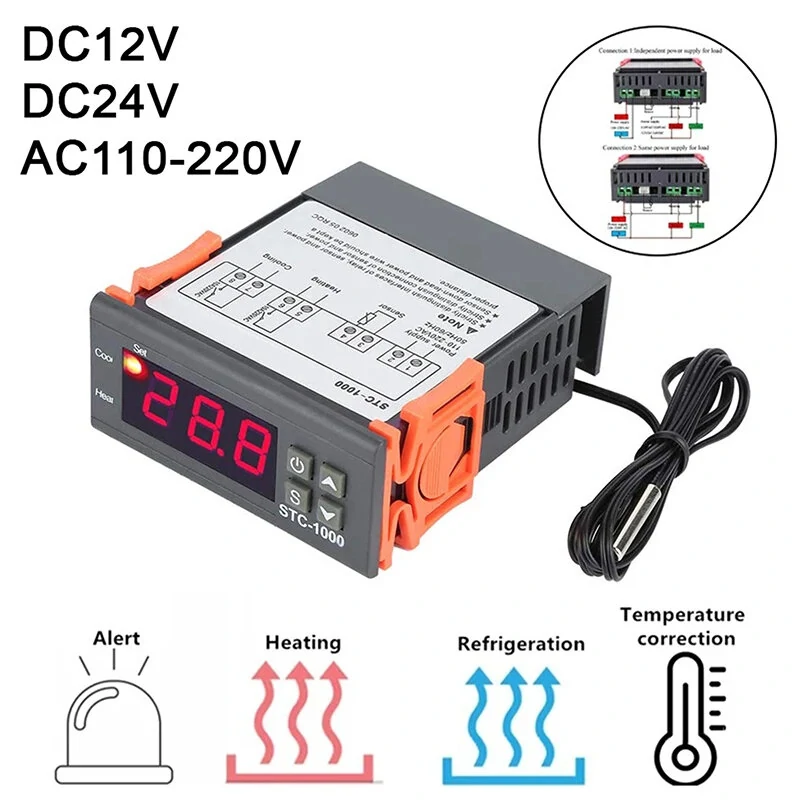 STC-1000 Digital Temperature Controller Thermostat - 12V/24V/220V - 10A Heating & Cooling Relay - Image 2