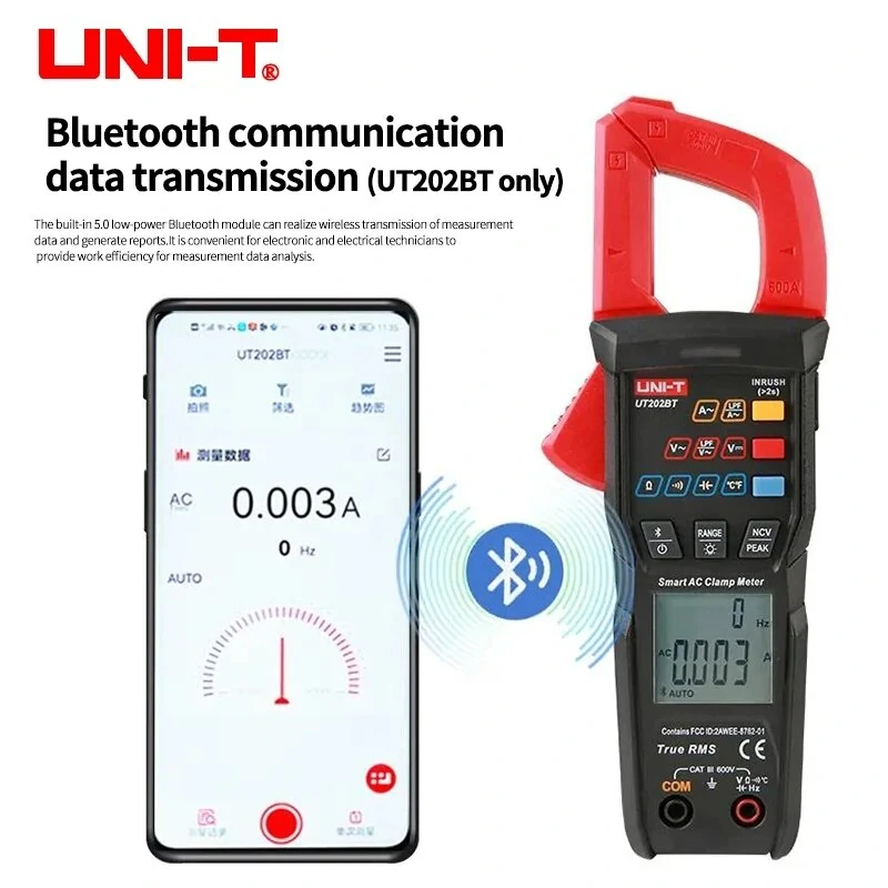UNI-T UT202BT Bluetooth Clamp Meter - 600A AC/DC TRMS Ammeter Tester | NCV - Image 4