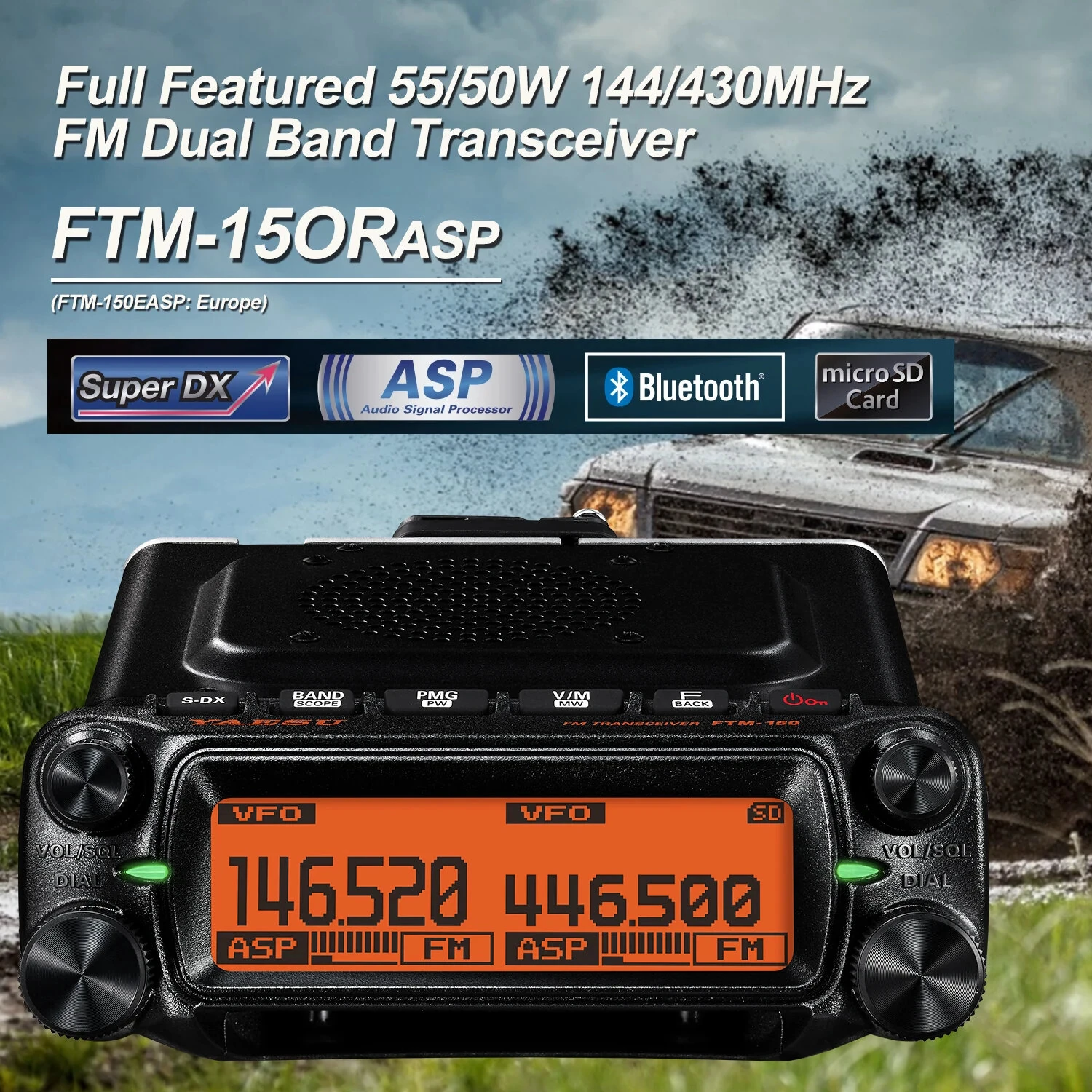 Yaesu FTM-150R ASP Mobile Dual Band Transceiver | 55W VHF 50W UHF | Air Band RX - Image 3