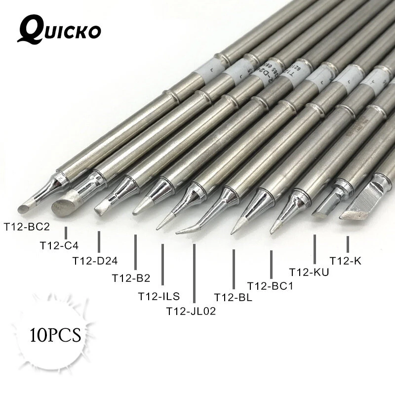 QUICKO T12 Soldering Iron Tip Set - 10 Piece for 942 Station | High Quality - Image 2