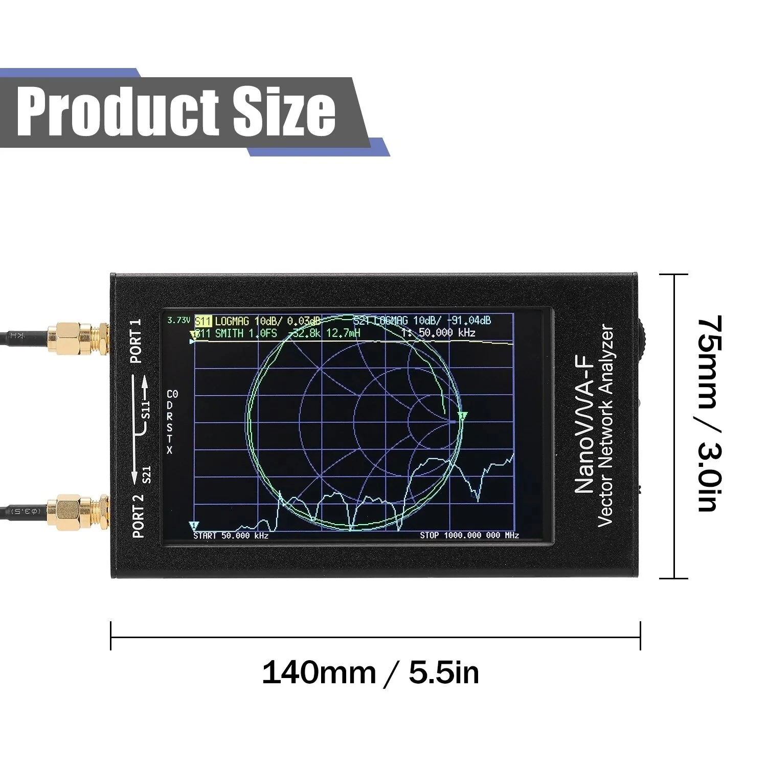 NanoVNA-F Portable Vector Network Analyzer | 50KHz-1000MHz | 4.3 Touch Screen - Image 3