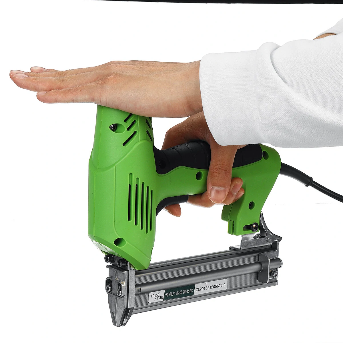 220V Electric Brad Nail & Staple Gun - Dual-Use Woodworking Tool - Green - Image 2