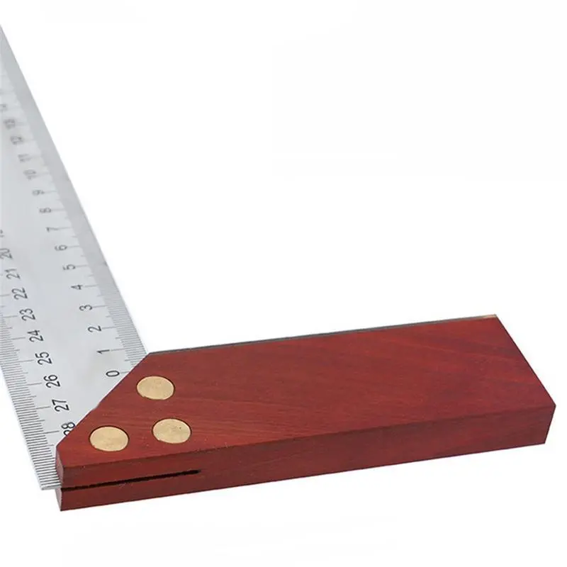 Mahogany Handle Stainless Steel Square Ruler Protractor - 300MM 90 Degree Tool - Image 4