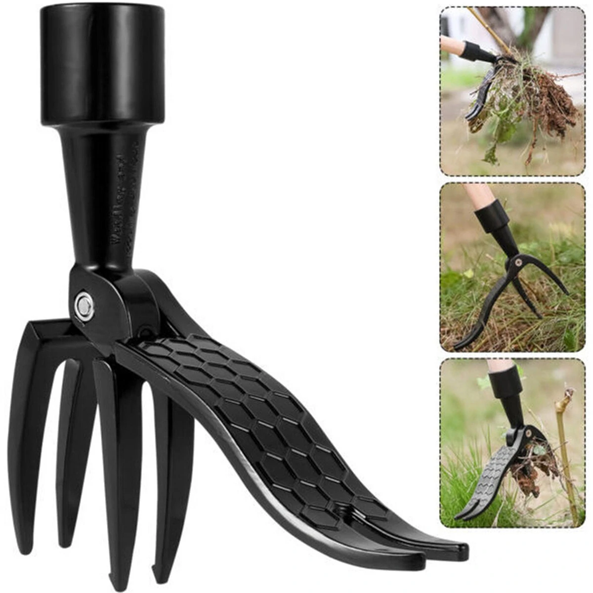 Claw Weeder Stand Up Weed Puller Tool - Metal Root Remover with Foot Pedal