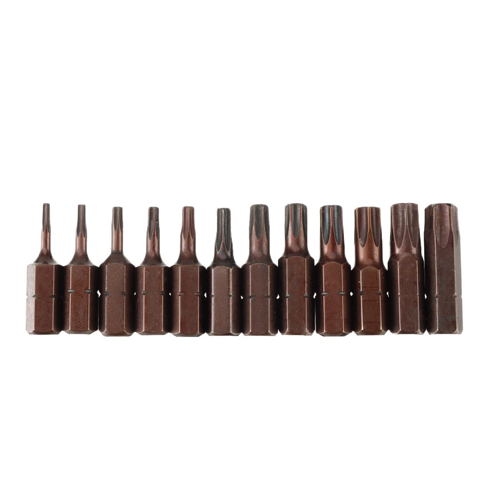 Drillpro 12pcs S2 Steel Torx Screwdriver Bits Set | T6-T40 | 25mm Magnetic