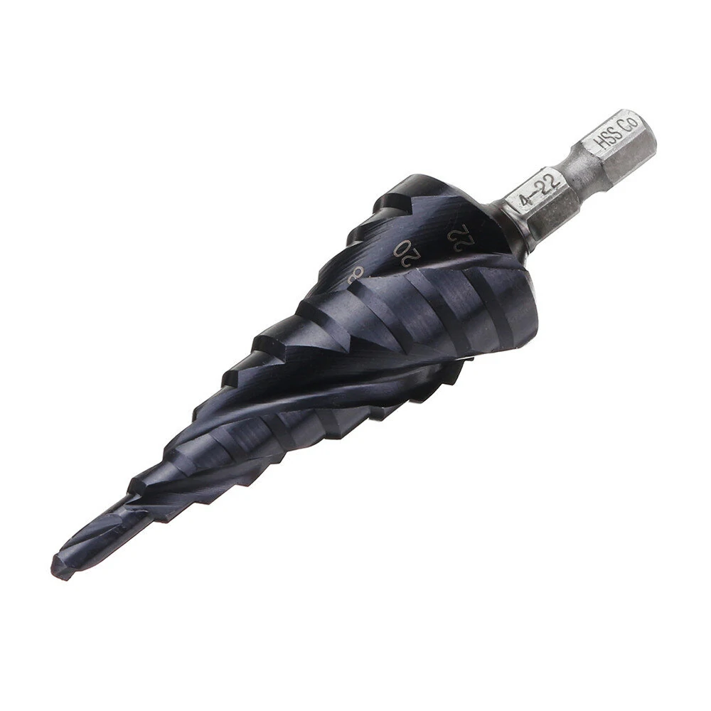 Drillpro 3 Flute Step Drill Bit - TiAlN Coated HRC89 - Cobalt M35 HSS - 1/4 Inch Hex Shank