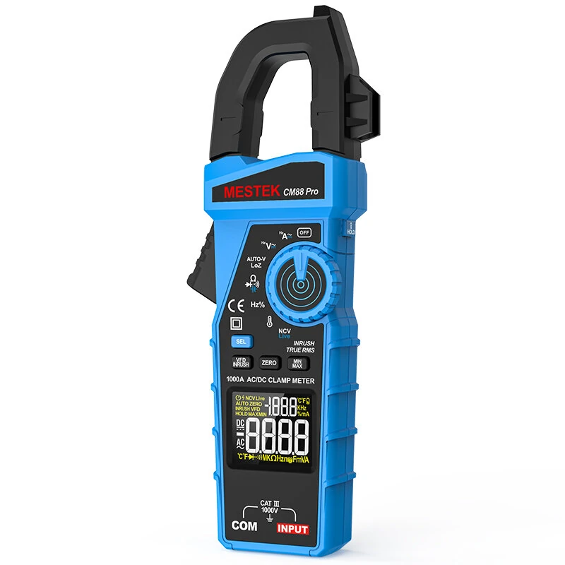 MESTEK CM88 Pro Clamp Meter - 6000 Count True RMS - 1000A AC/DC Current