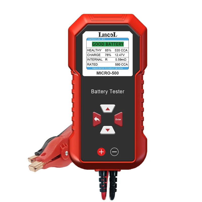 Lancol MICRO-500 Battery Tester - 12V Lead-Acid & Lithium - Color LCD Display