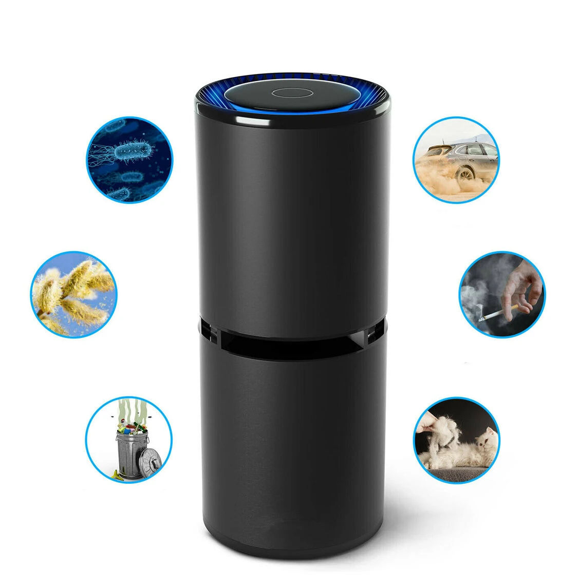 Car Air Purifier Ionizer - USB Ionic Cleaner for Smoke & Odor Removal