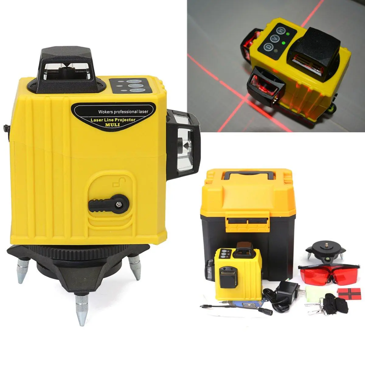 12 Line 3D 360° Infrared Laser Level | Self-Leveling Vertical & Horizontal Cross