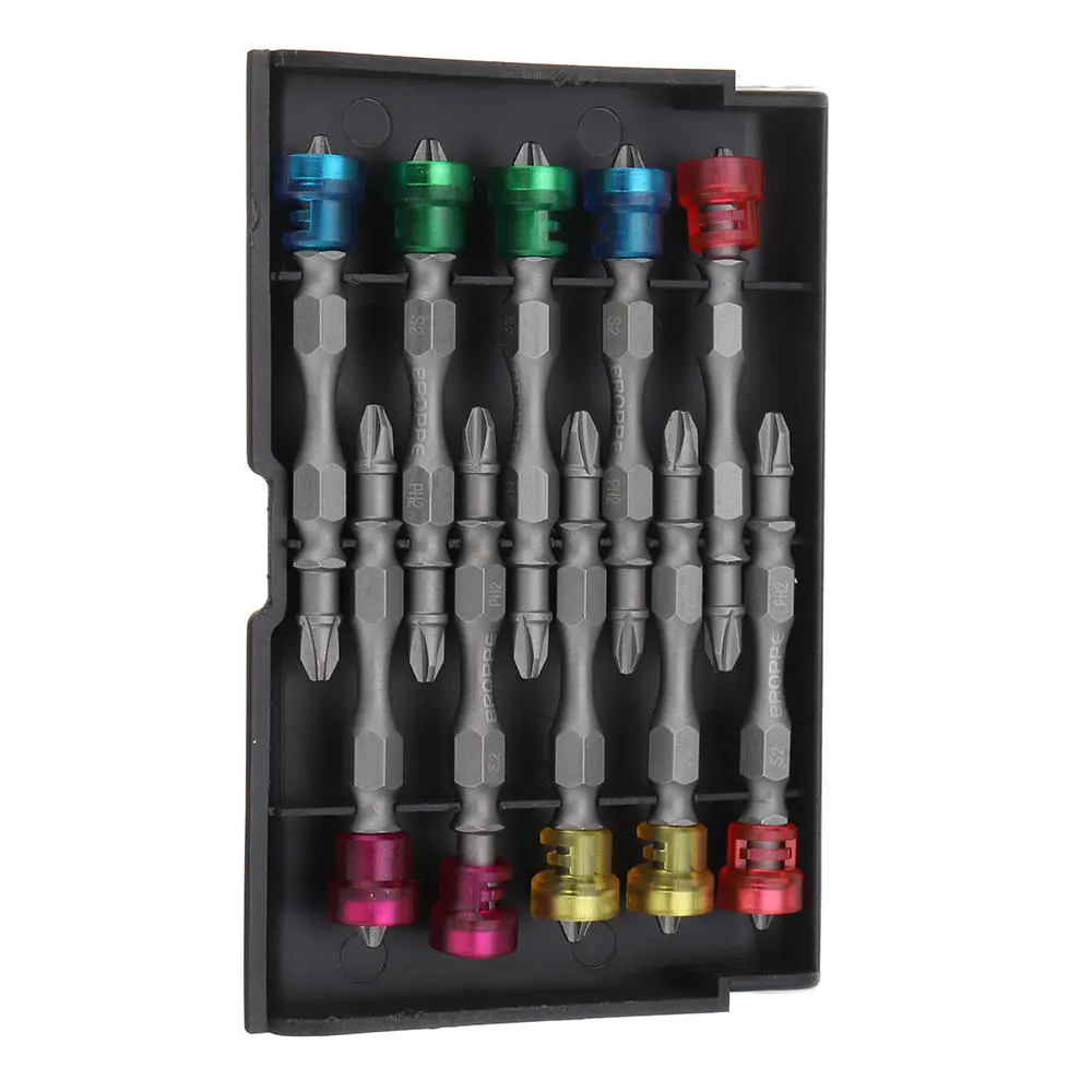 BROPPE 10pcs Double Head Magnetic Screwdriver Bit Set | PH2 Phillips | 65mm