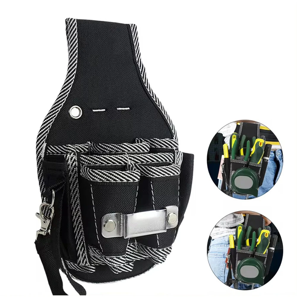 9 Pocket Electrician Tool Bag - 600D Nylon Waist Pouch with Reinforced Edges