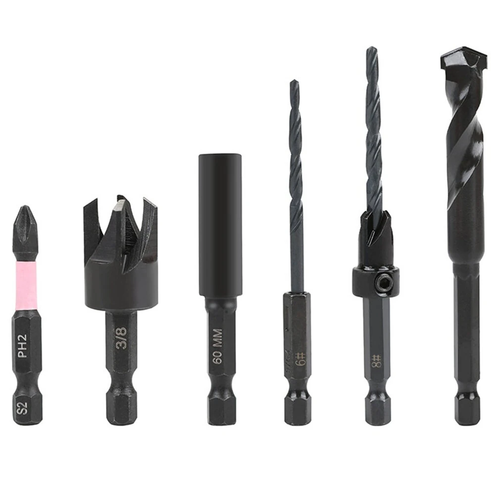 14pcs Countersink Drill Bit Set - High Hardness Steel Hex Shank for Wood PVC