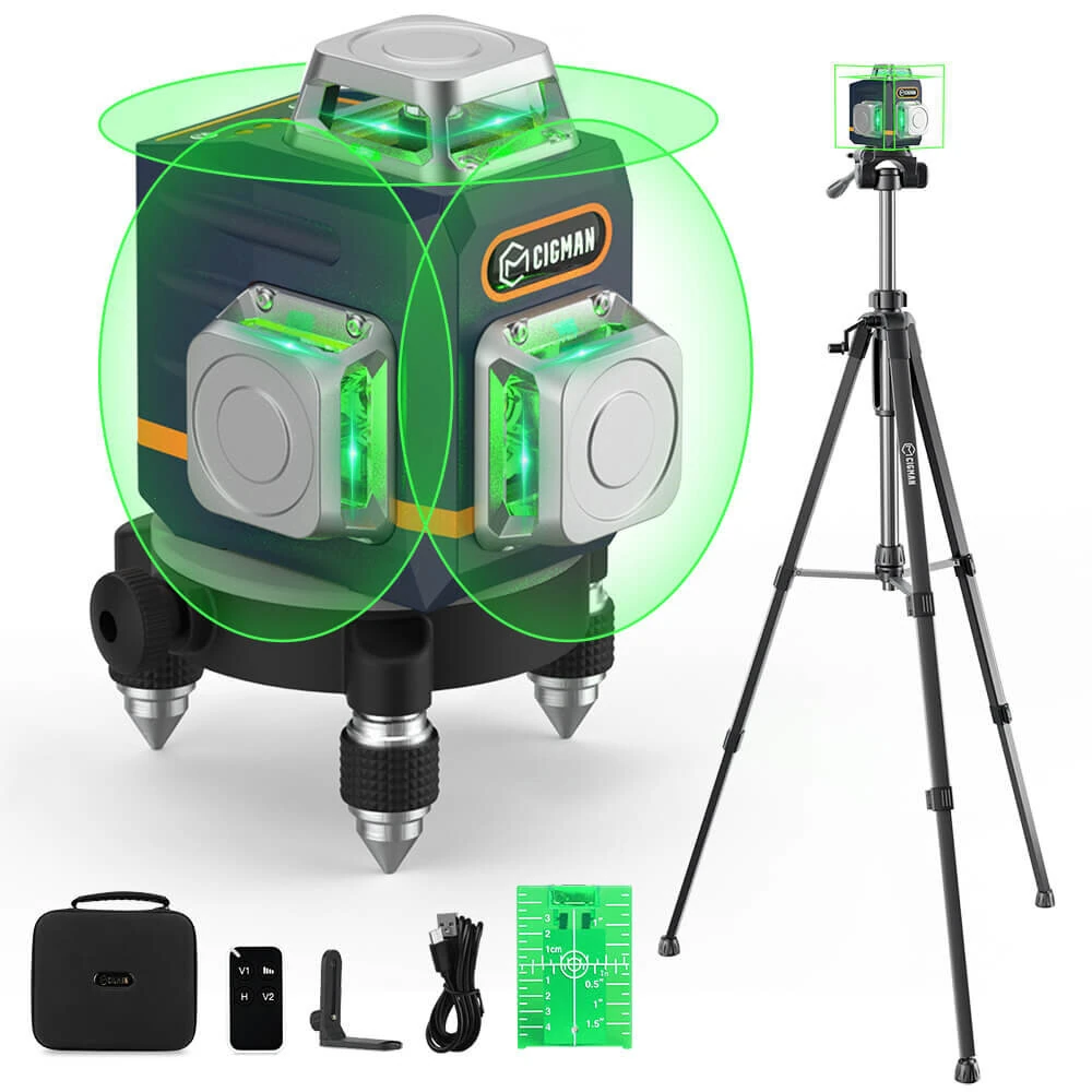 CIGMAN CM-701T Green Laser Level | 3x360° Self-Leveling 100ft Range