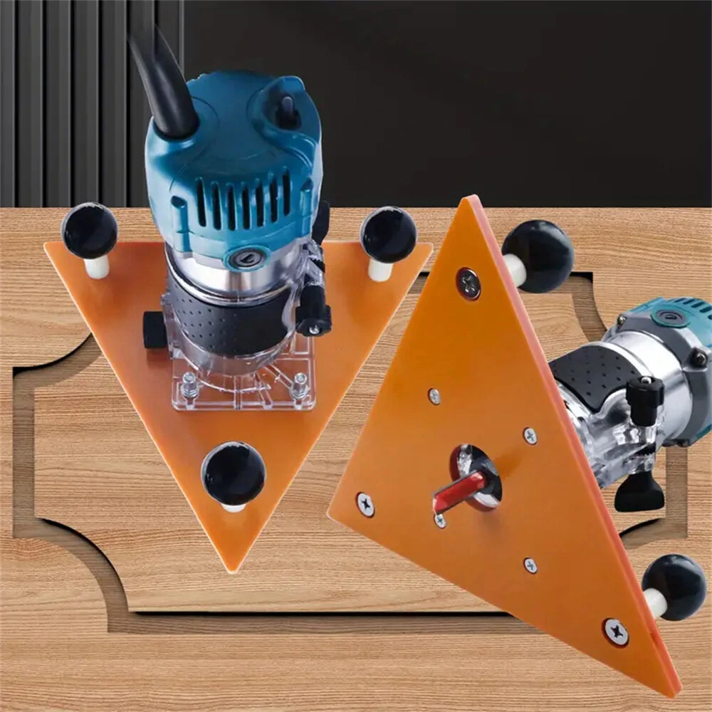 Woodworking Router Base Plate - Triangular Milling Groove & Chamfering Flip Plate