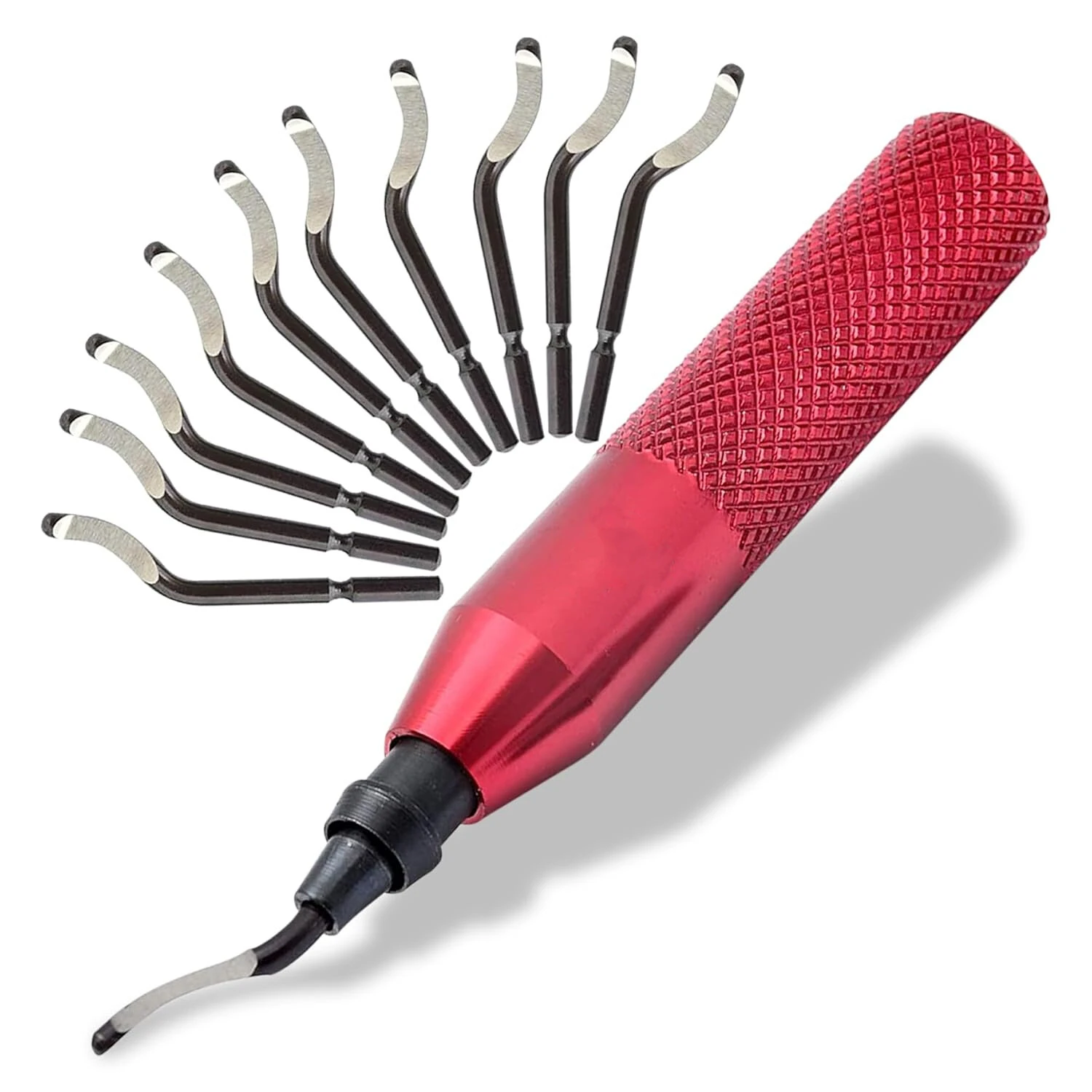 Deburring Tool with 10 Steel Blades | Ergonomic Aluminum Handle for Metal, PVC, 3D Prints