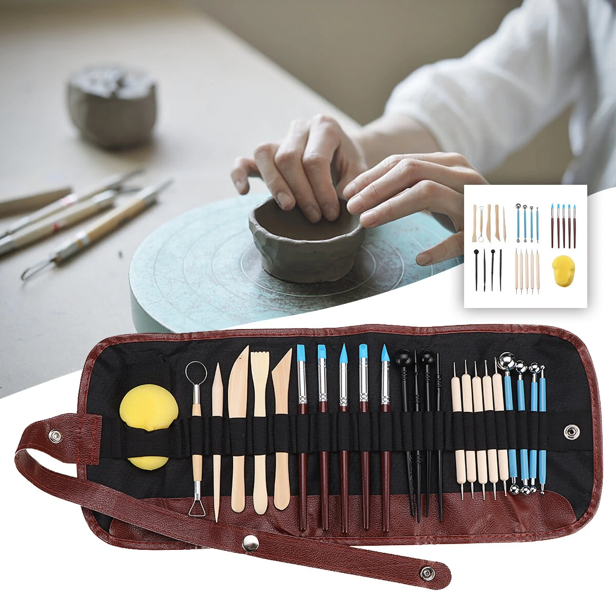 24pcs Clay Carving Tools - Polymer Modeling & Sculpture Kit for DIY Pottery Craft