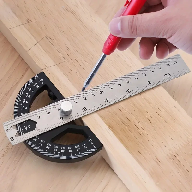 Woodworking Edge Ruler Protractor Angle Gauge | Carpenter Measuring Tool