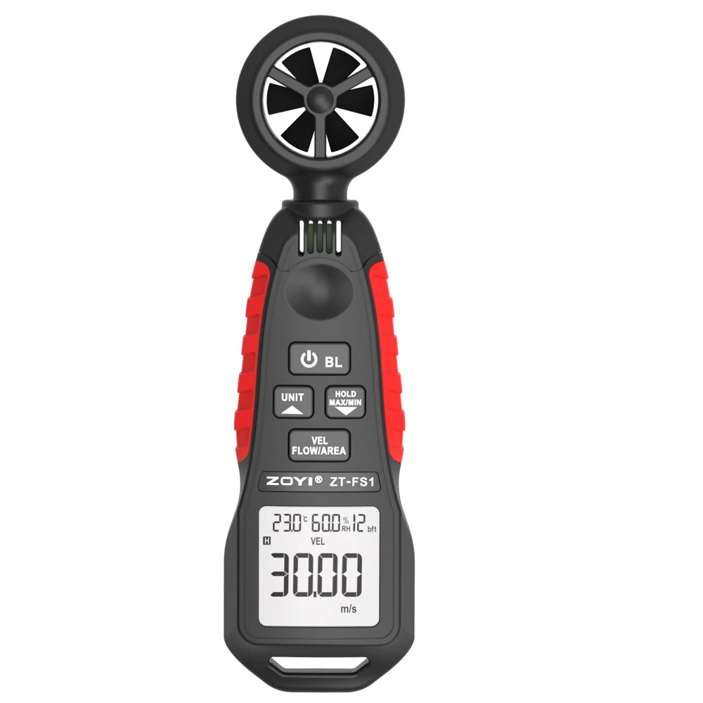 ZOYI ZT-FS1 Anemometer - Wind Speed, Temperature, Humidity Meter | 0.4-30m/s | LCD Display