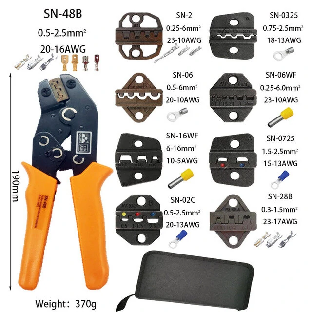 SN-48B Crimper Kit | 0.5-2.5mm² 20-13 AWG Interchangeable Die Tool