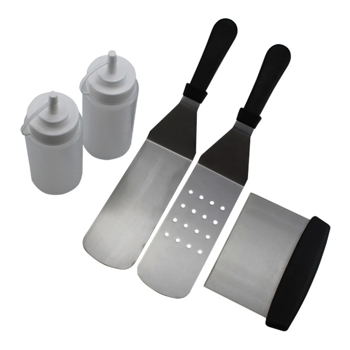 5Pcs Stainless Steel Griddle Tool Kit - Grill Scraper & Chopper for BBQ Pizza Baking