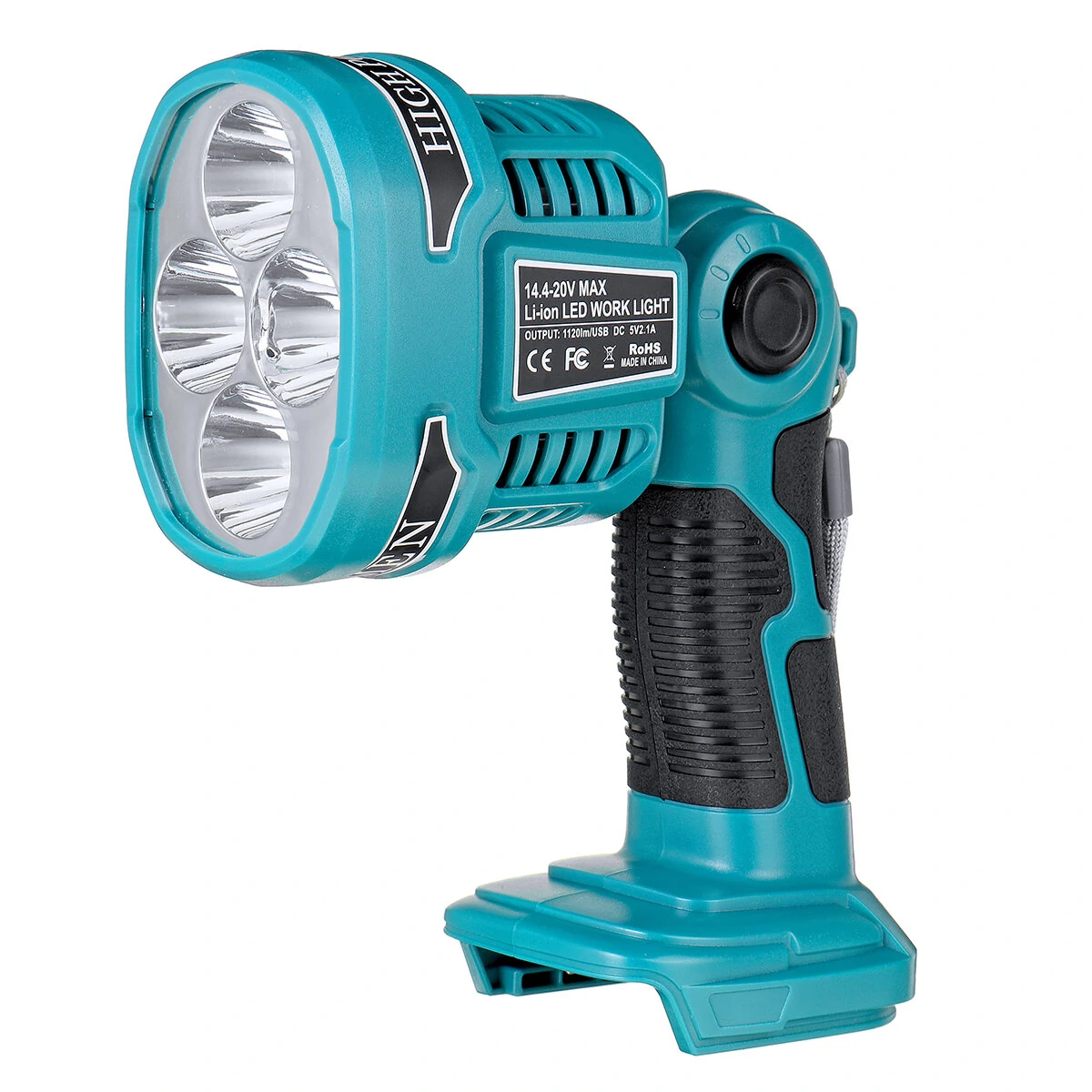 Portable 18V LED Pistol Lamp - 12W Flashlight for Construction & Emergency Lighting