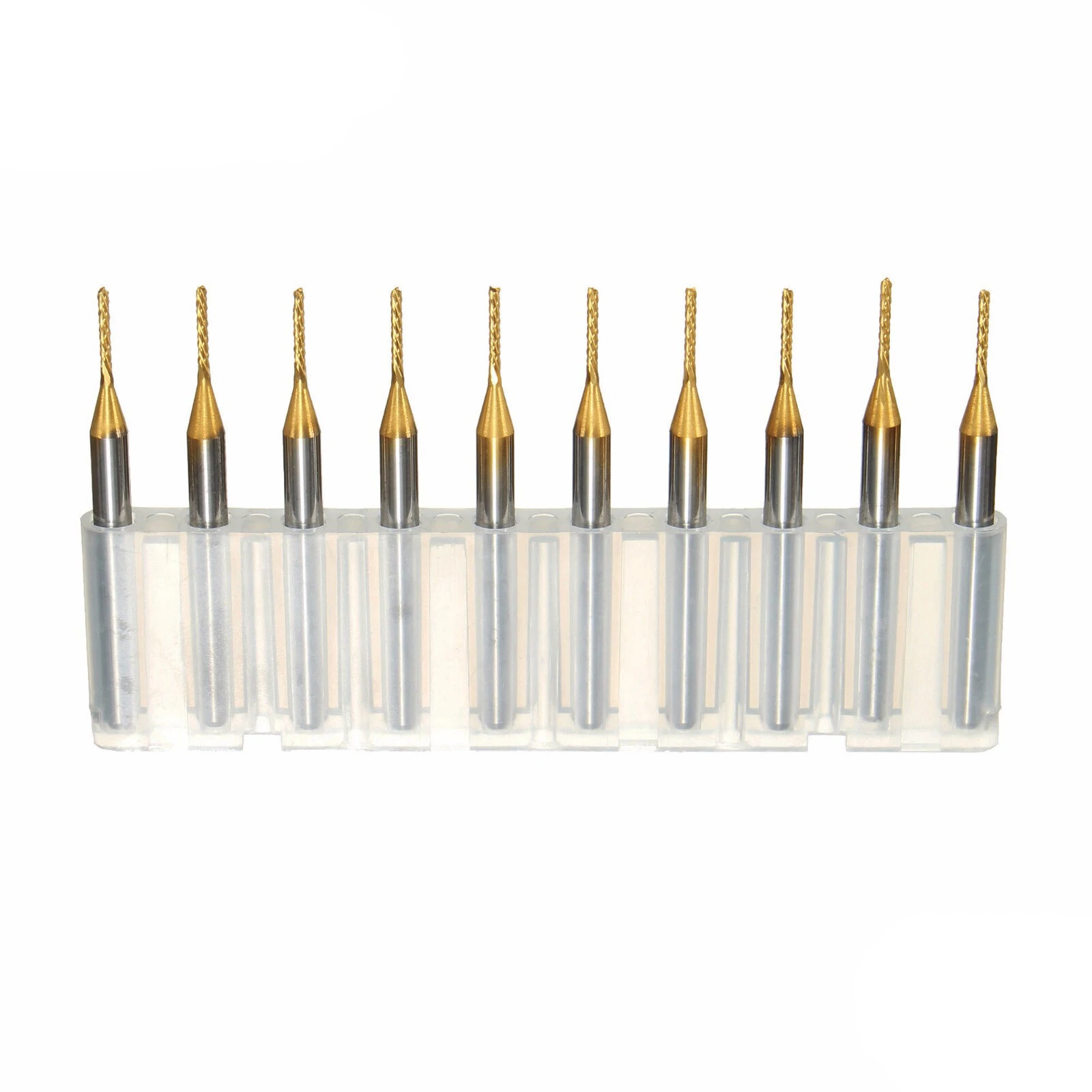 Drillpro DB-P4 10pc 1.0mm Carbide PCB Bits | 1/8 Shank Titanium Coated