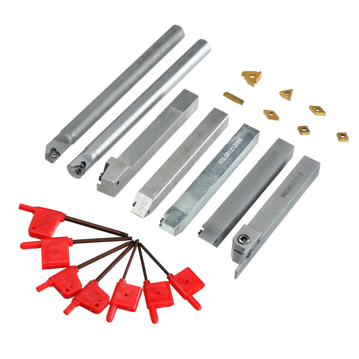 Wood Lathe Tool Set - 12mm Shank Indexable Carbide Insert for Turning & Boring
