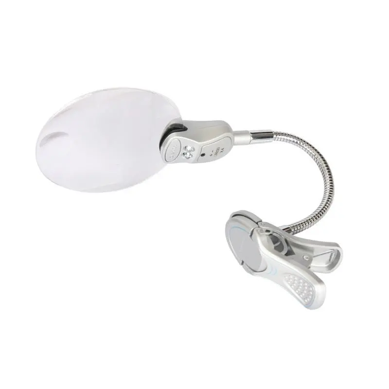 6x Magnifying Glass with LED Light | 107mm Metal Hose Desk Lamp & Clamp