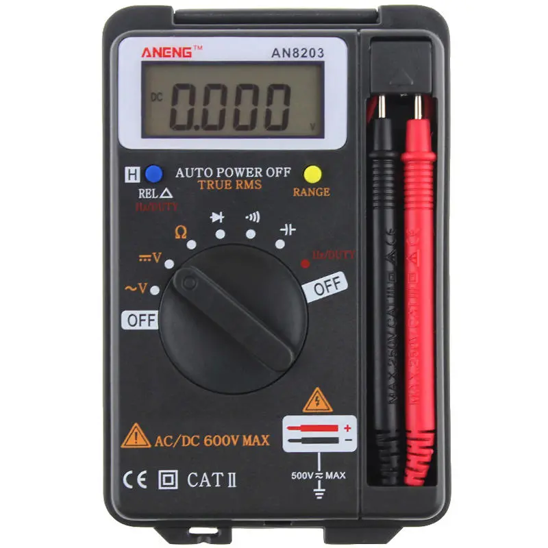 ANENG AN8203 True RMS Digital Multimeter - 4000 Counts, Measures Voltage Capacitance Frequency