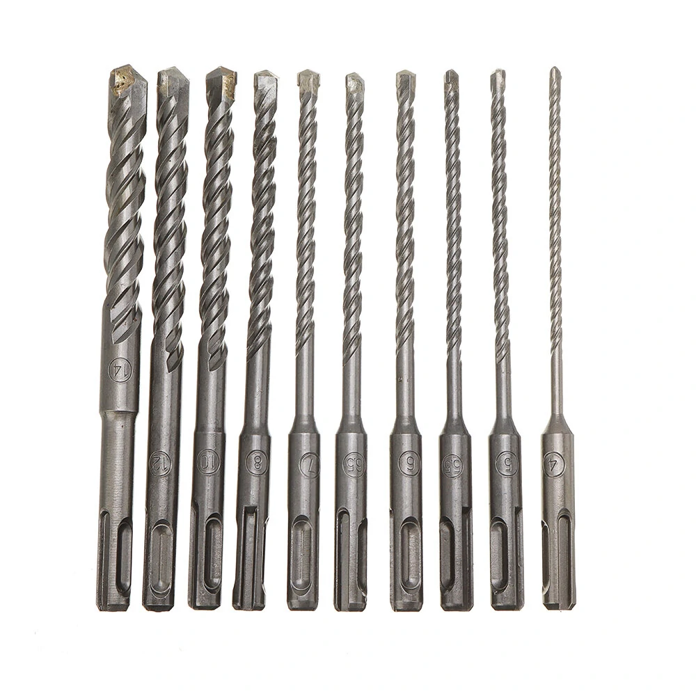 SDS Plus Masonry Drill Bit Set - 10Pcs 4-14mm | 160mm HSS Metal for Hammer Drills