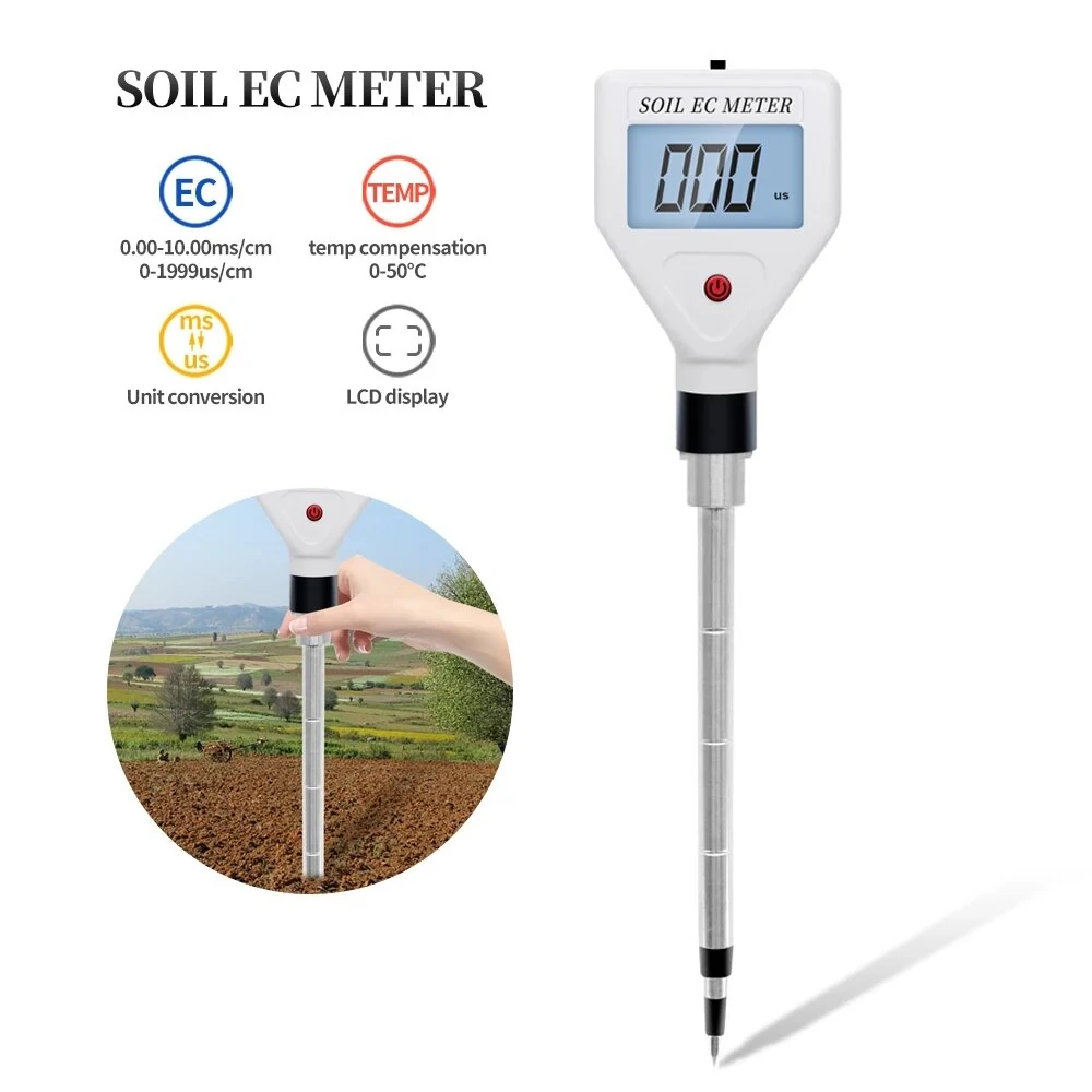 Portable EC Soil Meter - 0-1999 us/cm Tester for Indoor Plants & Flowers