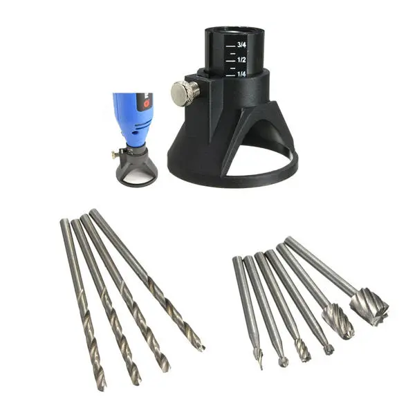 Drillpro Carving Locator 4pcs 3mm Twist Drills 6pcs Wood Milling Burrs Rotary Tool